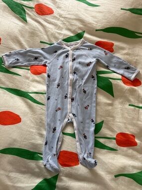 Ralph Lauren Blue & White Striped Baby Footed One-Piece